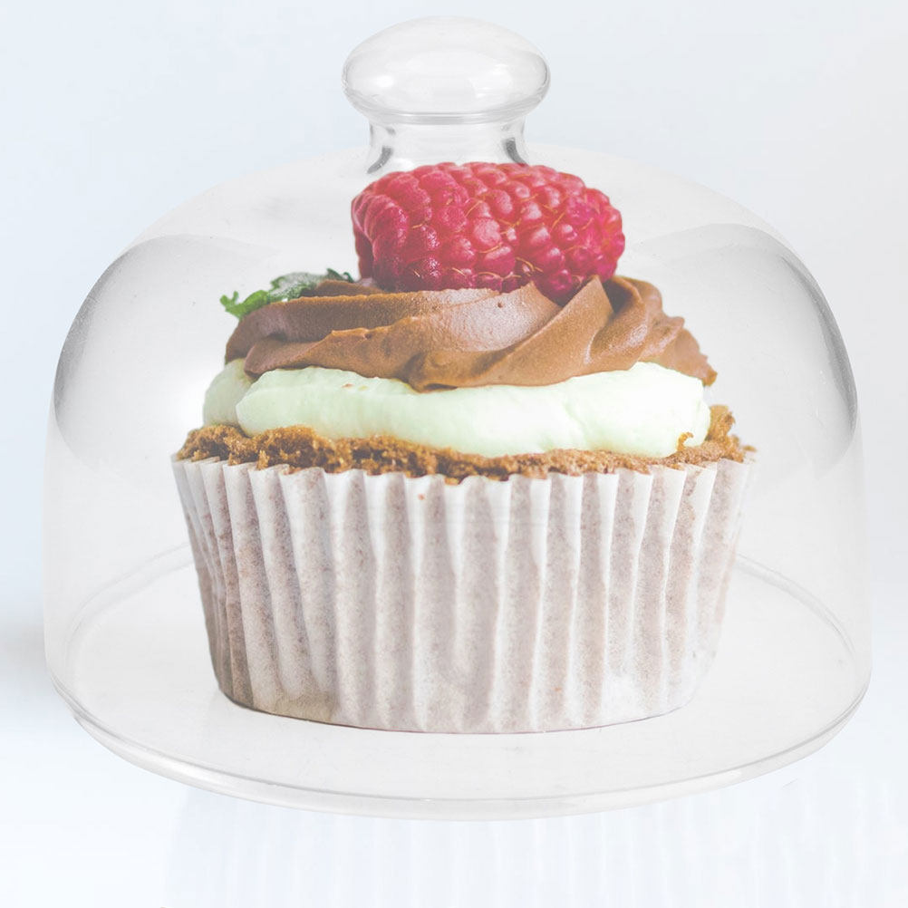 Plastic Dome Clear - 2 Adet Şeffaf Cam Yuvarlak Pasta